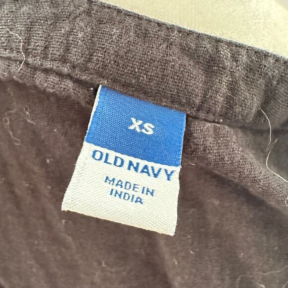 Old Navy Boho Prairie Black Cotton Textured Relaxed Fit Blouse XS Short Sleeve - Picture 7 of 8